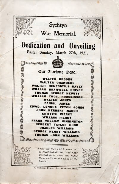 Sychdyn Memorial Dedication 001