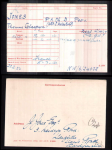 T G Jones medal card